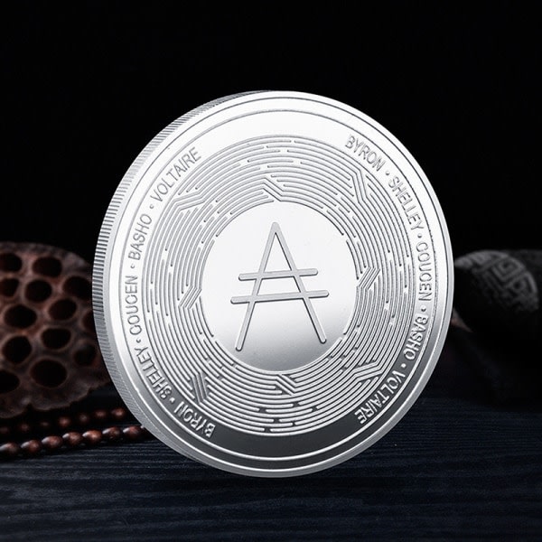 IC Forgylt Cardano ADA Coin Cryptocurrency Fysisk Samling meta Sølv