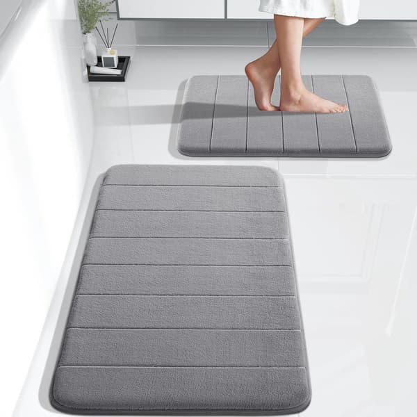 Baderomsmatte, Sklisikker baderomsmatte, Dusjmatte, Memory Foam Baderomsmatte, Supermyk absorberende baderomsmatte, 40 x 60 cm, Grå