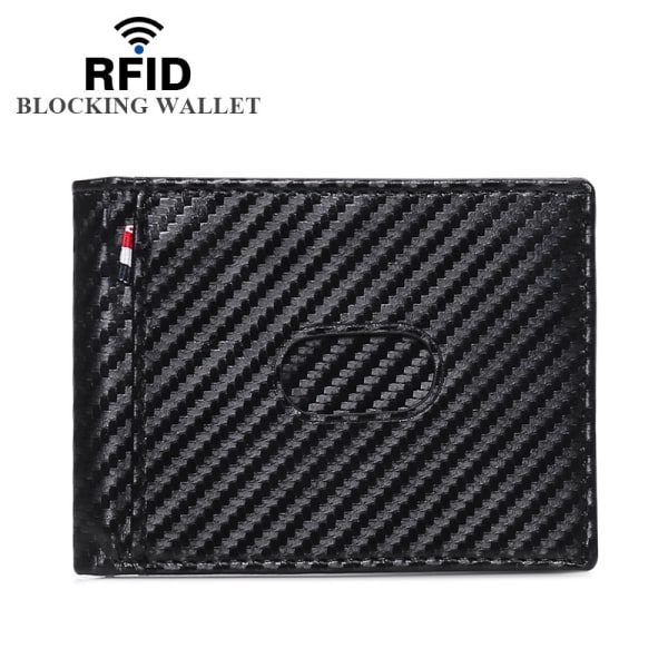 IC Herrplånbok, liten RFID-blockerande enkel kreditkortshållare rymmer upp till 5 kort och sedlar, perfekt för resor