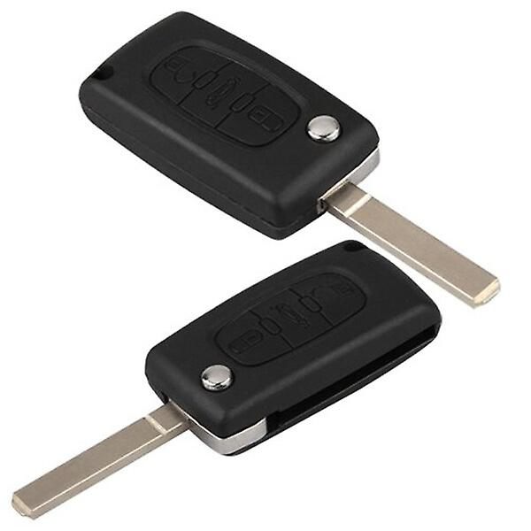 Ersättningsfodral för 3 knappar, nyckelskal, fjärrkontroll, för Peugeot Citroen C2 C3 C4 C5 C6 C8 (svart) IC