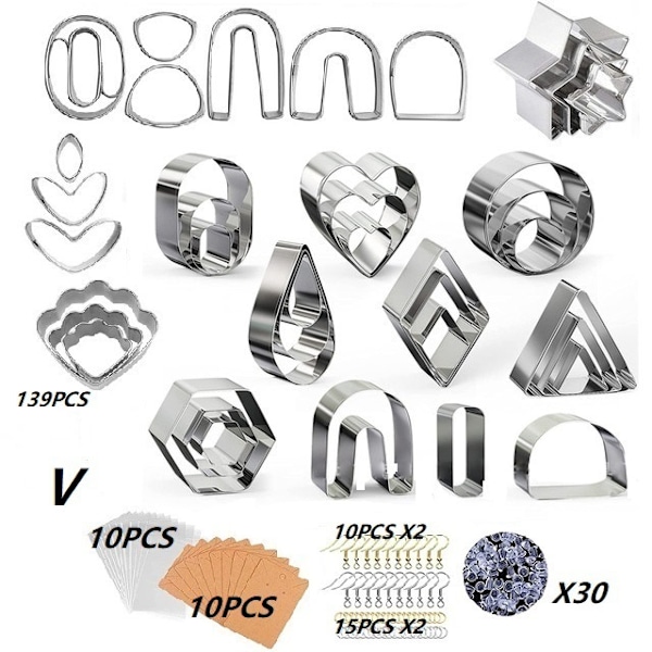 DIY savikorvakorut korujen valmistus värilliset savitarvikkeet säilytyspussilla ja taustakartongilla U-type 39-piece set