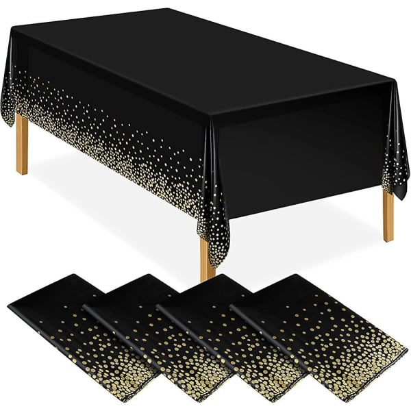 IC 4st Black And Gold Party Duk Plast Duk 137x274cm Gold Dot Gift