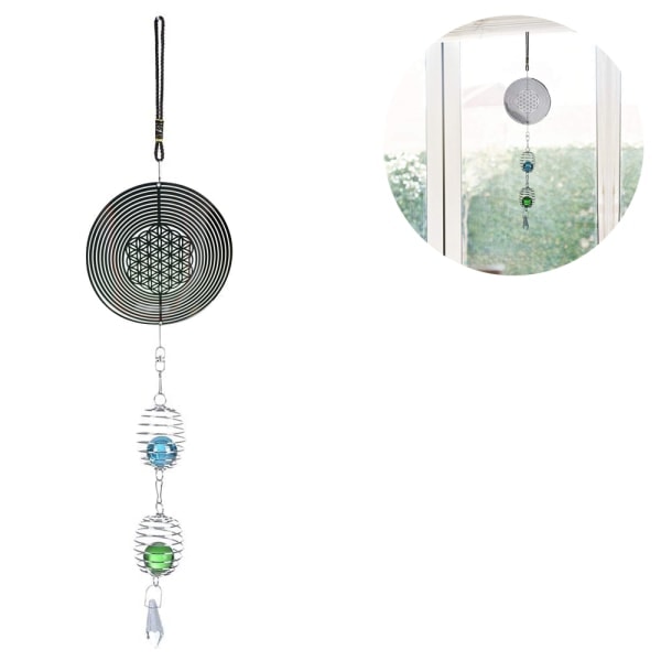 Vindspel med roterande boll, spiralformad svans, 360 graders rotation Metallvindskulpturer, klockspel i rostfritt stål - Stil 2