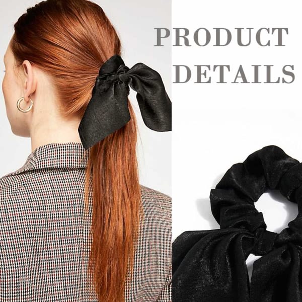 IC 6 st Hår Scrunchies Satin Kaninöra Rosett Bowknot Scrunchie Bobbles Elastiska Hårband Hästsvanshållare för Kvinnor Tillbehör