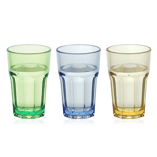 IC 3-pack 265ml PC transparent plast åttakantig vattenkopp