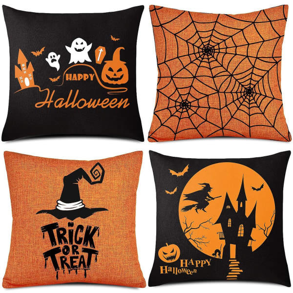 IC 4-pack Halloween Pumpa Spöke Kuddfodral. Case Örngott