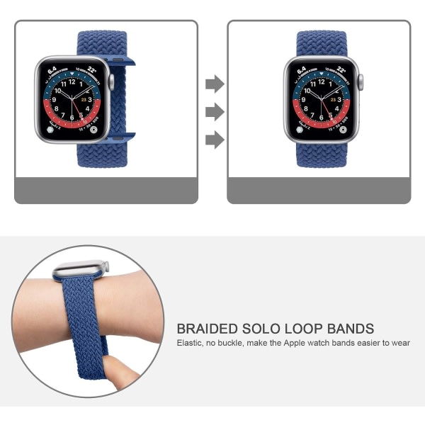 IC 2-pack flätade Solo Loop-sportband som är kompatibla för Apple Watch