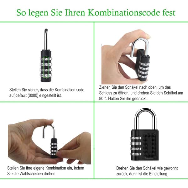 IC 1 stk 4-cifret kombinationshængelås Sort