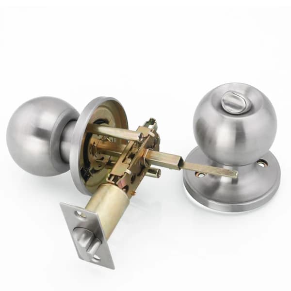 Door Handle, Round Knob Lock, Door Lock with Key, Latch Depth 60/70 mm