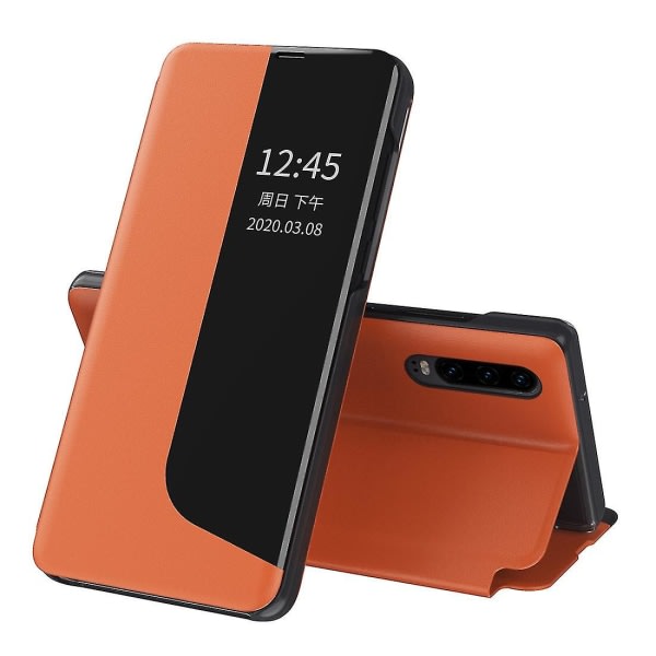 För Huawei P30 Side Display Flip Case Orange
