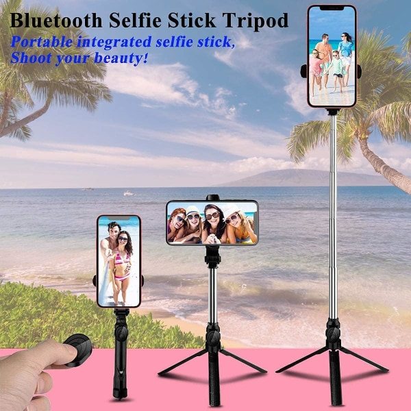 IC Bluetooth Selfie Stick-stativ med trådlös fjärrkontroll, kompatibel