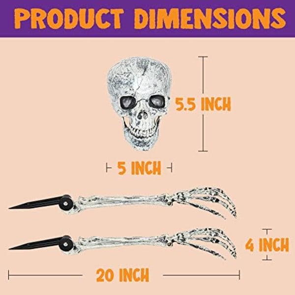 Realisttiske skjelettstikker, hageinnsatser, jordbrytere for de beste Halloween-hagedekorasjonene