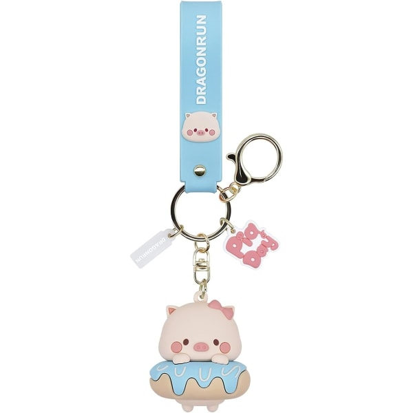 Söt Kawaii Gris Nyckelring Tillbehör, Cartoon Anime Nyckelring Bilnycklar Handväska Väska Charm Dekoration Present