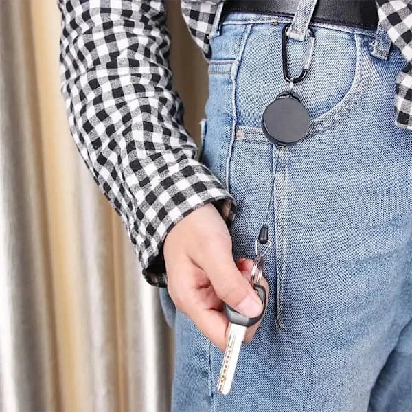 2-pack - Retractable Keychain / Key Holder with Cord, Black