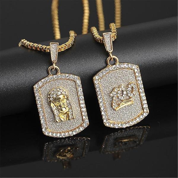 Hip Hop Berlock Hængende Rock Til Mænd Smykker Gave Nummer 100 Point Iced Out Bling Kæder Guld Legering Dog Tag Halskæde Engroshandel Gold-A