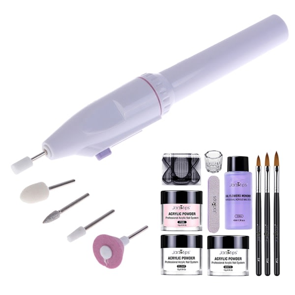 IC Ayl Nail Kit Aylpulver ja flytande monomerborste