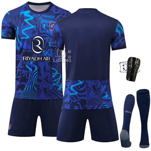 Atletico Madrid 2 bortedrakt nr. 19 Alvarez 7 Griezmann fotballdrakt ny blå sportsdrakt Size 7 with socks #18