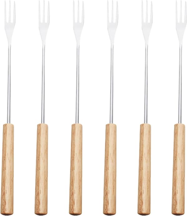 Kakegafler i rustfritt stål, 6 stk, til sjokolade, frukt, dessert