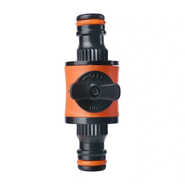 Dobbelt nippelkobling med ventil Sort+orange Sort+orange Svart+orange