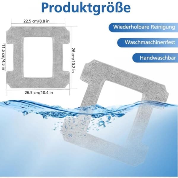 6 vaskbare mikrofiberrengjøringsputer for Ecovacs Winbot W1/W1 Pro/W2/W2 Omni vindusroboter