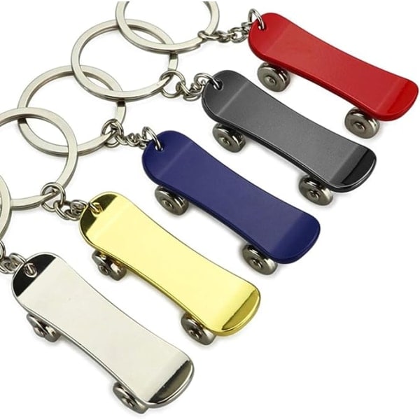 Sett med 2 Silver Finger Skateboard Nøkkelring Flaskeåpner Skateboard Formet Henge Nøkkelring IC