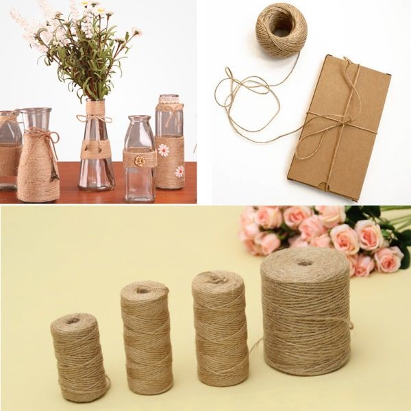 IC Naturlig vintage jute rep Sladd Garn Säckväv Band Hantverk 300M