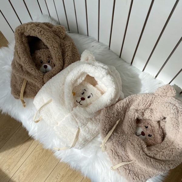 IC e Bear Ears Varmt Hætte Vindtæt Halsvarmer Cap Student Plus Cash hvid one size