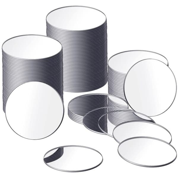 25-pakning Mini Runde Selvklebende Speil for Håndverk (3\" Diameter)