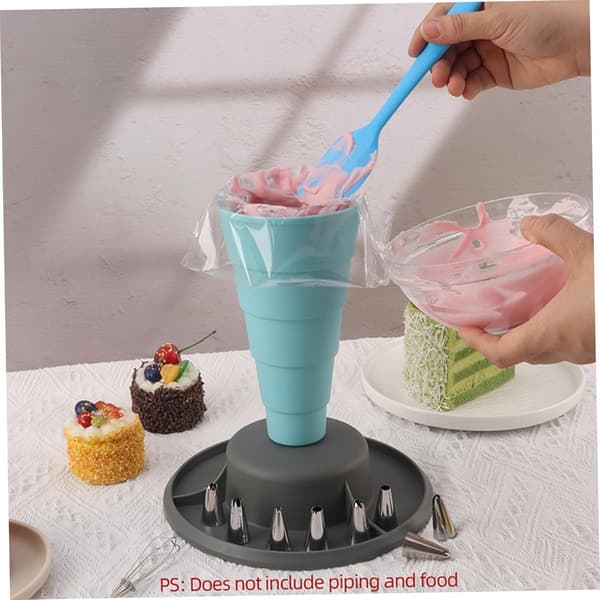 Sprøyteposeholder, PP av matkvalitet, sammenleggbar design med stabil base, organiserer sprøytetipper for kake- og cupcake-dekorering