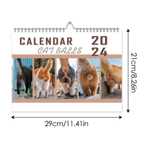 2024 Katt-Bakdelar Väggkalender - Rolig och Charmig Kattkalender för Heminredning - Perfekt för Sovrum, Vardagsrum - 11,42x8,27 tum!