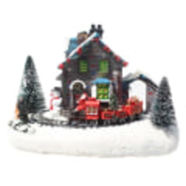 IC Jul Lysende Farverige Sne Hus Pynt Dekoration Fest