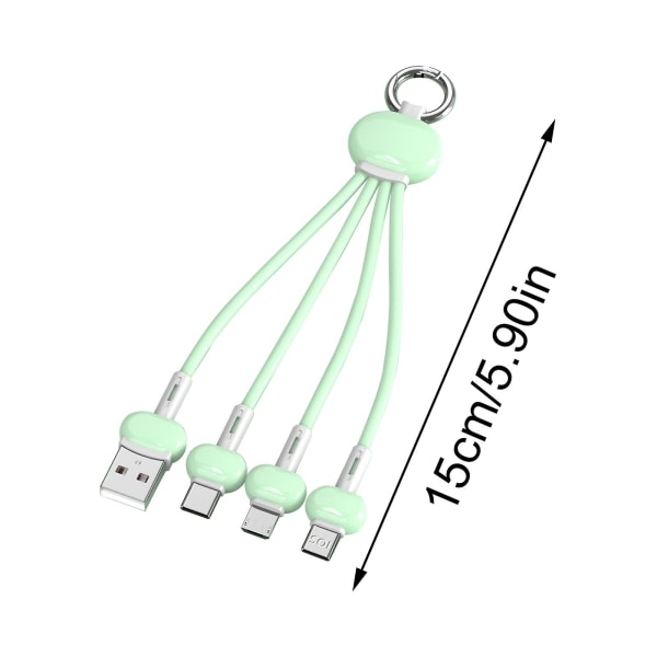 IC Nyckelring 3-i-1 USB hurtigopladningskabel, multifunktionel telefonladdarkabel grøn