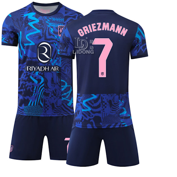 Atletico Madrid 2 bortedrakt nr. 19 Alvarez 7 Griezmann fotballdrakt ny blå sportsdrakt Atletico Madrid home number 7 #XS