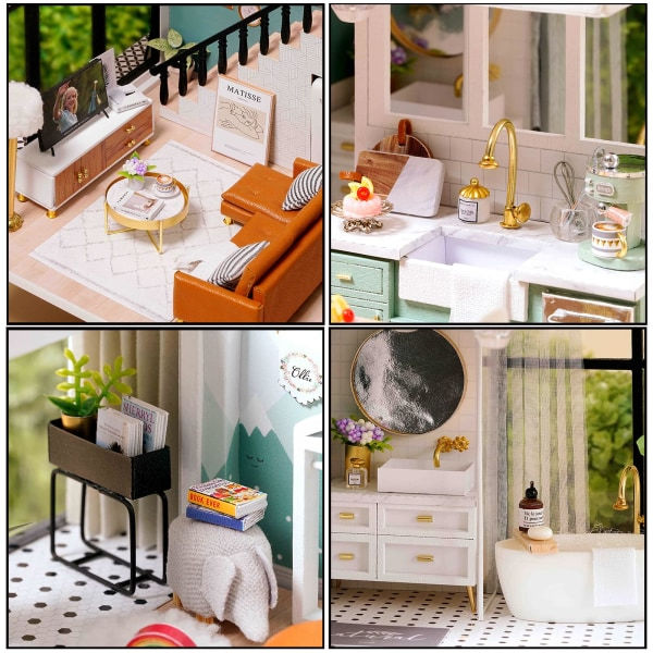 IC DIY Mini Dockhus Trämöbler Kit, Hus Litet hus