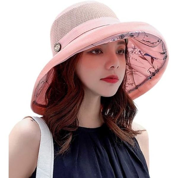 IC Dam Mesh Solhatt Sommar Strand UV-skydd UPF Vikbar Bred Brätte Hakrem