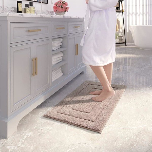IC Kylpyhuoneen Matot Kylpymatto, liukumattomat superimevät kylpymatot, konepesu ja kuivaus, erittäin pehmeä kylpyhuoneen lattiamatto, 24\"x16\", beige