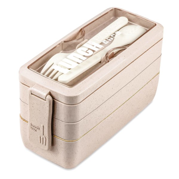 IC Bento Box Lunchbox - Beige 3 i 1 fackbehållare