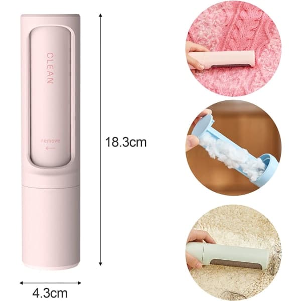 IC Pet fnugbørste, multifunktionel bærbar selvrensende fnug Pink