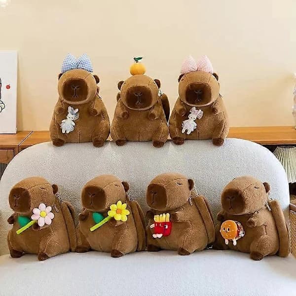 Plysjrygsæk formet som en capybara, plysjrygsæk E E E
