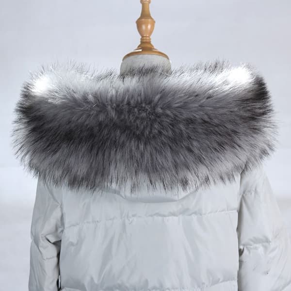 Dunjacka Pälskrage Randig Fuskrage VIT 85CM 85CM vit white 85cm-85cm