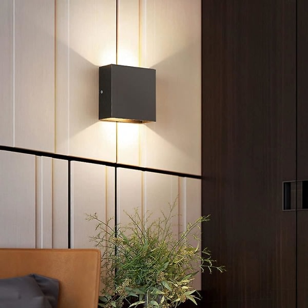 1 stk Moderne LED Aluminium Vægslampe Sort Firkantet Vægslampe 10 X 10 X 5 Cm Vandafvisende Egnet til Indendørs eller Udendørs til Stue Værelse Soveværelse Ais