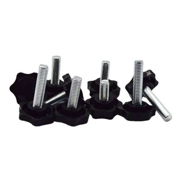 Møbeljusteringsfødder, M6x30mm gevind, pakke med 20, sort/sølv