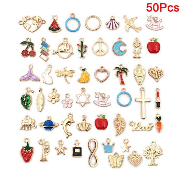 Eläinkukka Sekoitettu Emalj Charms Ripustettava DIY Rannerkoru Korut A: 50Pcs