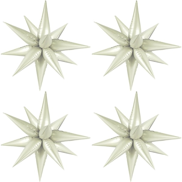 IC 50 stk Eksplosionsstjerne folie balloner - 12 punkts stjerne balloner, Sølv Starburst Cone Mylar Balloner Spike Balloner til festtilbehør jul
