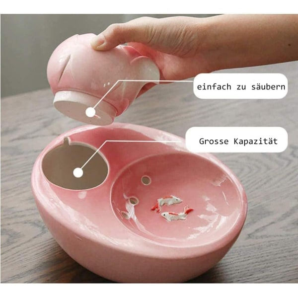 IC Kattefontæne Keramisk Pet Vanddispenser - Lotus Vertikal Kattedrikkefontæne - Automatisk Cirkulationsfilter Vand Sundhed