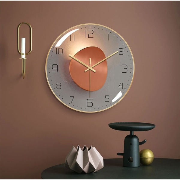 IC Modern tyst väggklocka, 30 cm diameter kvarts orange B