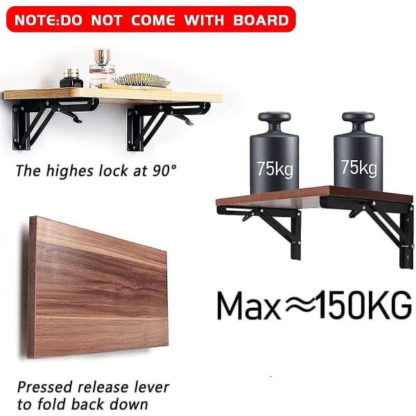 IC CNE 2 stk. Foldbare Hyllebraketter - Heavy Duty Metall Col