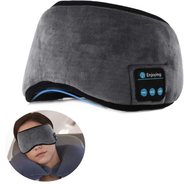 IC Bluetooth Sovemaske Hovedtelefoner Søvn Rejse Musik Øje Grå