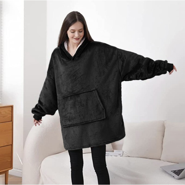 IC Oversized Hoodie Filt med Luva Svart