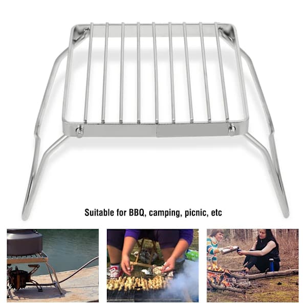 Bærbar Kullgrill Rustfritt Stål Sammenleggbar Camping Piknik BBQ-stativ Sølv 6,3 x 6,3 x 4,72 Tommer